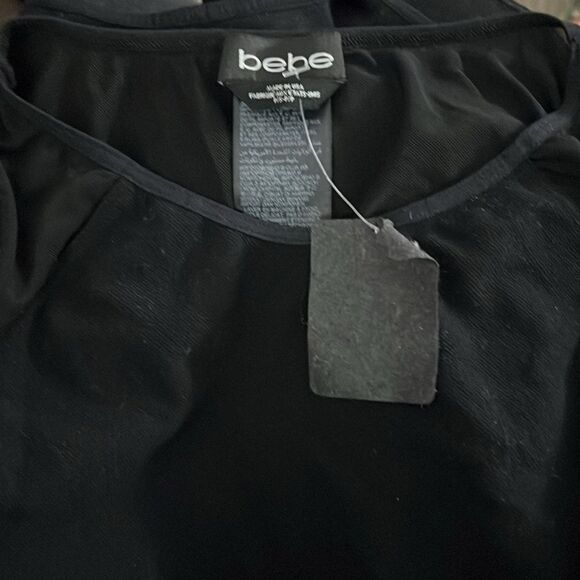 NWT Bebe Sexy Mesh back and sides Sleeveless bodysuit Black Small - Picture 7 of 8
